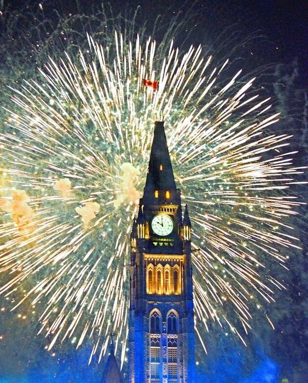 Fire works in Ottawa representing new years, symbolizing time for resolutions